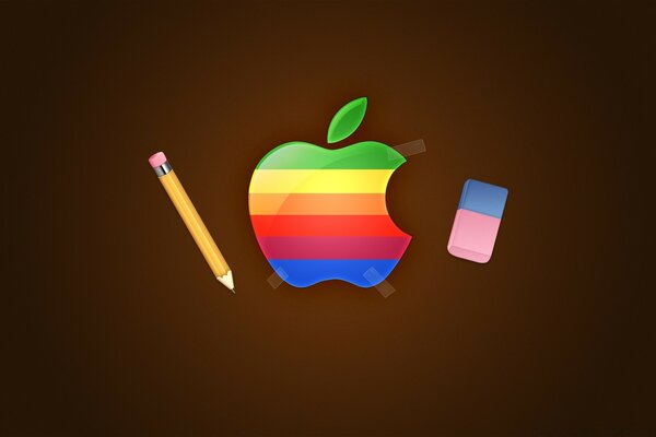 Segno Arcobaleno Apple al centro