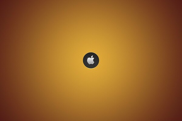 भूरे रंग की पृष्ठभूमि पर एप्पल लोगो