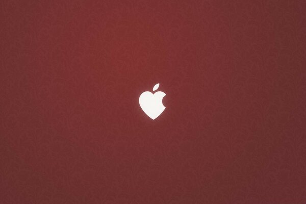 Apple-heart on a burgundy textured background