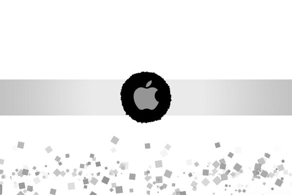 Desktop wallpaper with Apple logo in gray tones