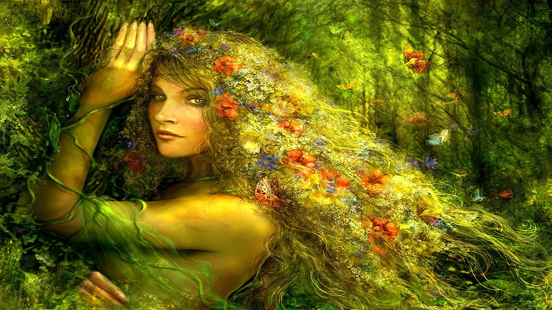 fantasy beautiful nature girl art color woman fashion model fall summer