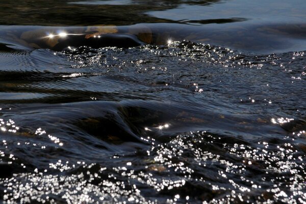 Reflection of glare on the river from the sun