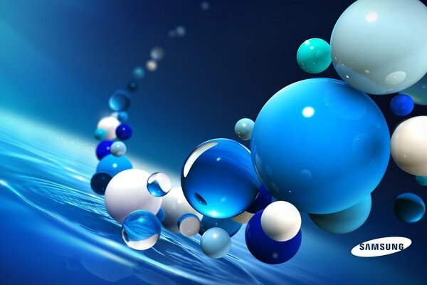 Large balls on the background of water