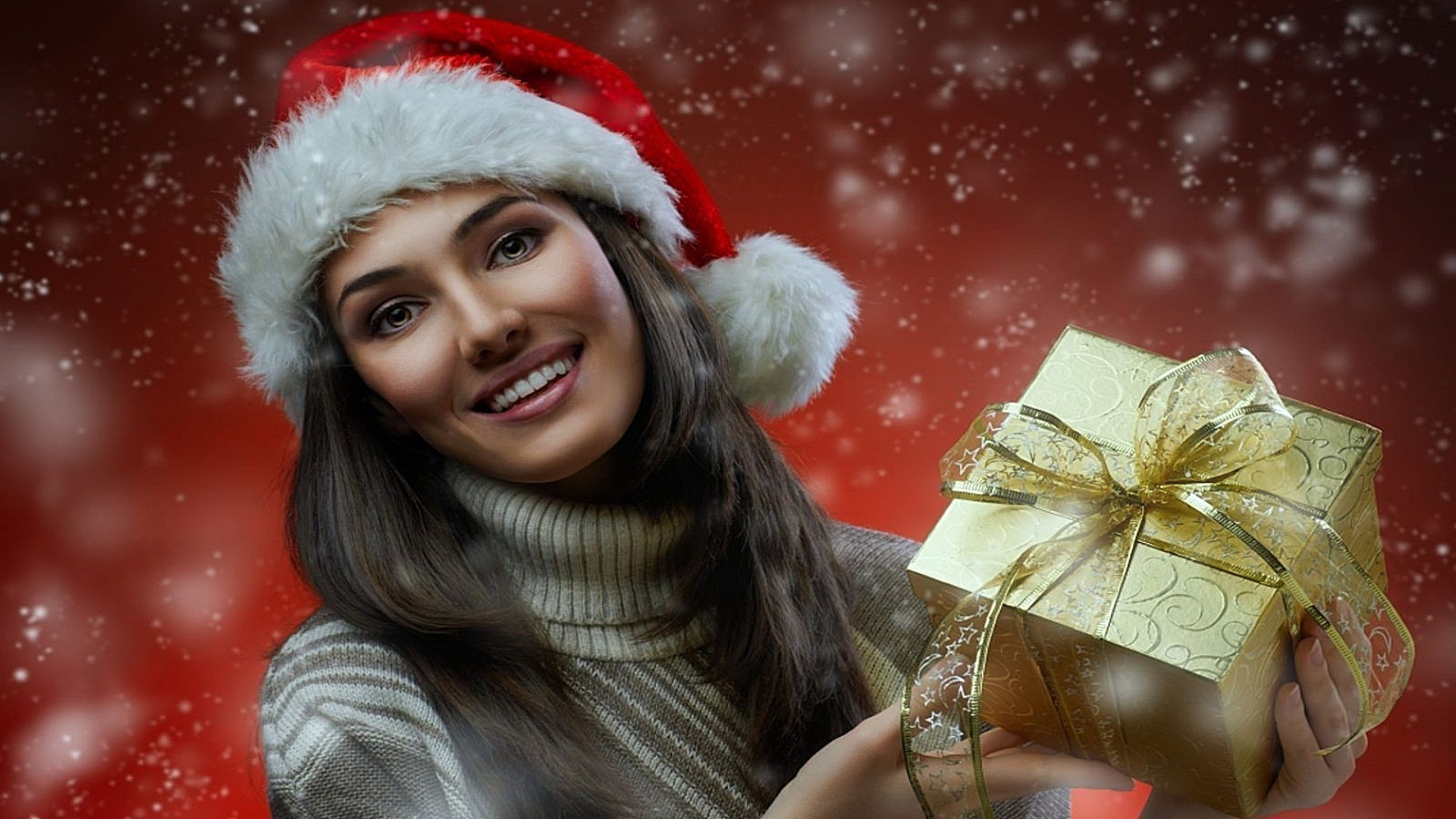 año nuevo invierno navidad cubierta vacaciones regalo nieve chica temporada frío cubierta sorpresa mujer retrato caja placer merry ocasión felicidad modelo