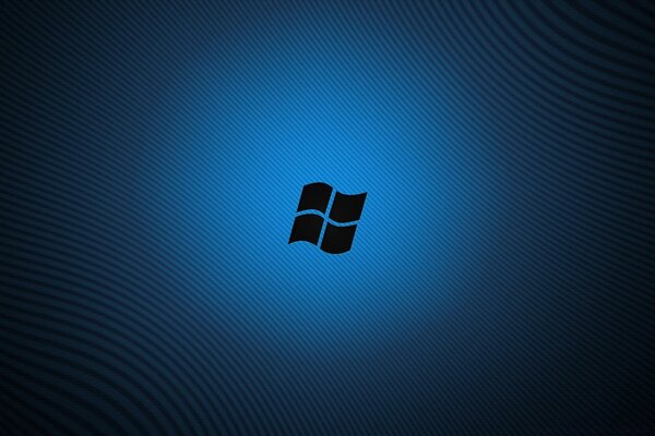 Czarna ikona systemu Windows na niebieskim tle