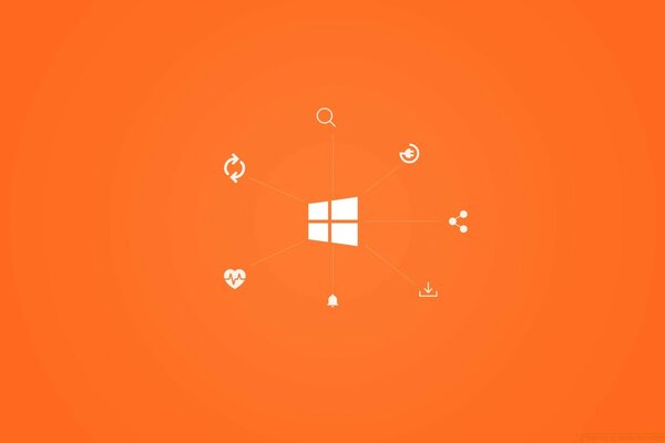 Das Windows-Symbol ist weiß auf orangefarbenem Hintergrund