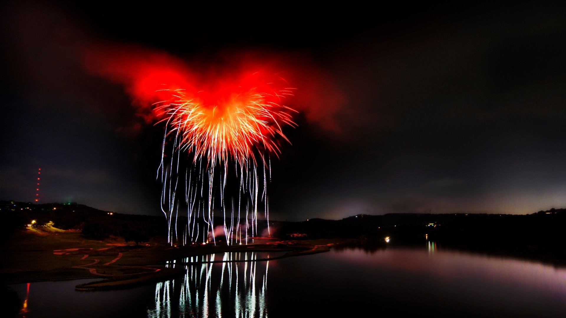 dia dos namorados fogos de artifício pôr do sol chama noite flash festival escuro água natal