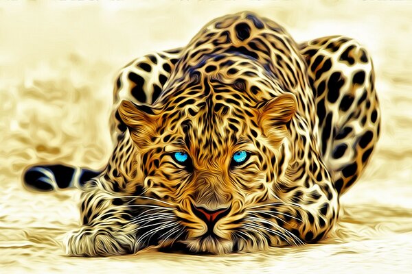 Leopardo de ojos azules en el patrón
