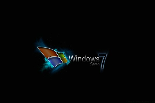 黑色背景上明亮的Windows7徽标设计