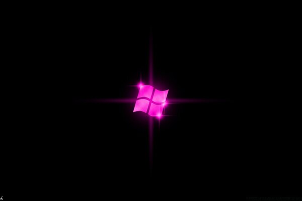 Pink glowing windows screensaver on a black background