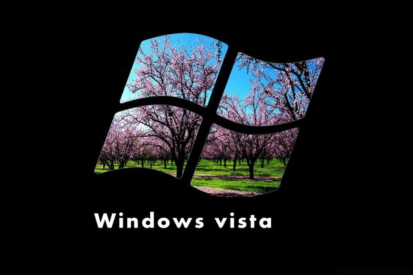 Windows logosunda çiçek açan Sakura