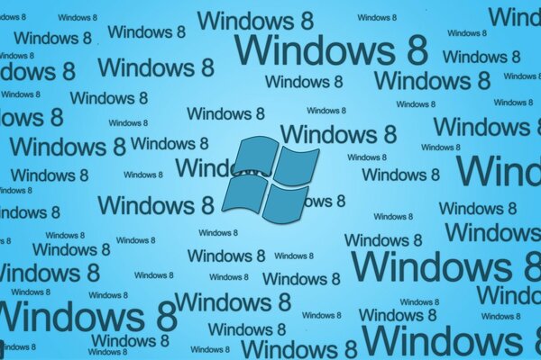 Windows 8 inscriptions on a blue background