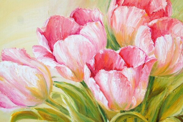 Tulips are a spring flower. Different colors