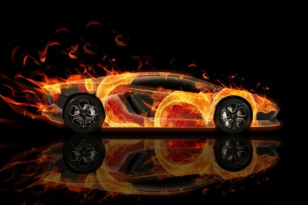 Diseño de coche deportivo de fuego