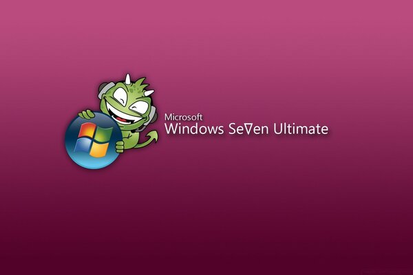 Microsoft Windows seven ultimate на бордовому тлі