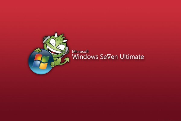 Microsoft Windows seven ultimate auf rotem Hintergrund