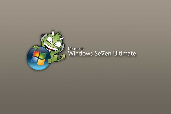 Microsoft Windows seven ultimate su sfondo grigio