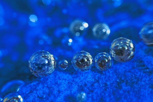 Bulles transparentes sur fond bleu