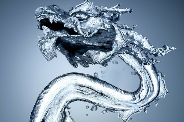 Капельки воды в форме дракона