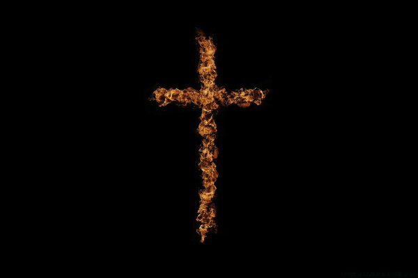 Textured cross on a black background