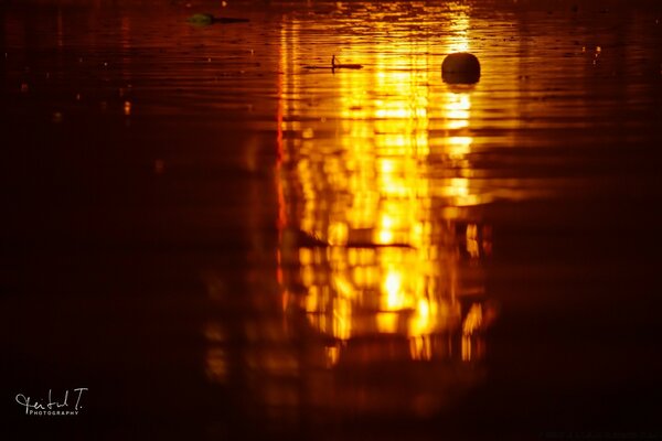 Riflessione arancione in acqua trasparente