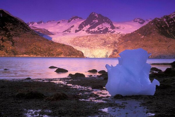 We saw mountains, ice, and water on the trip