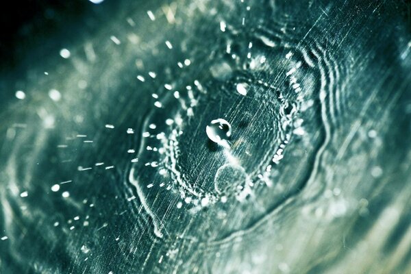 Burning drops and water on the table