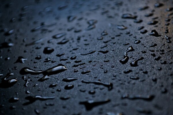 Water droplets on black material