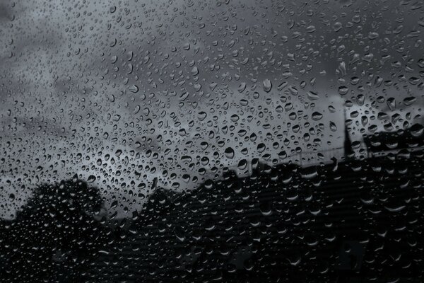 Image of water droplets on glass