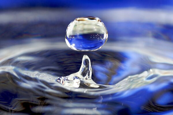 Ein Tropfen Wasser, der die Schwerkraft besiegt hat