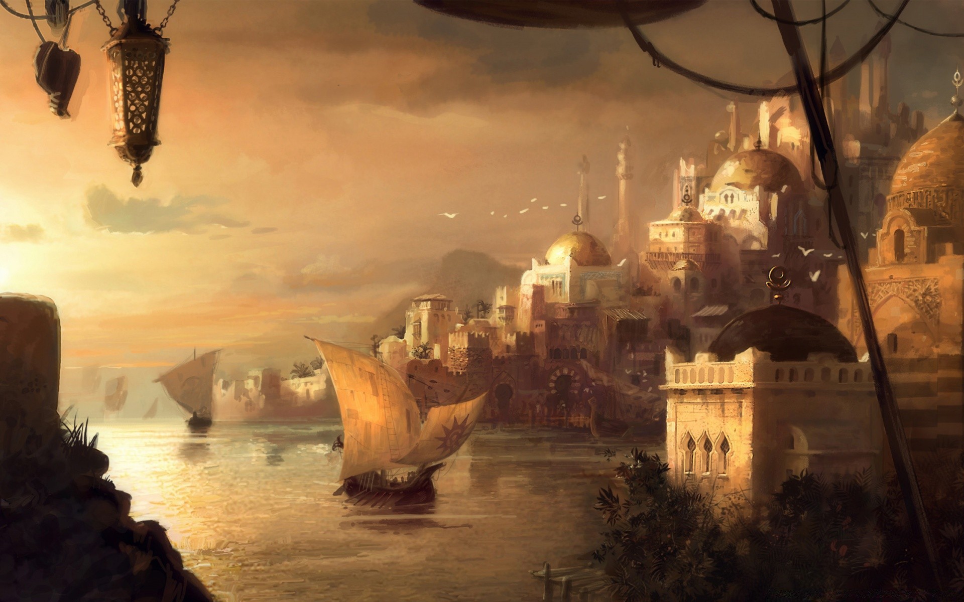 anno 1404 architecture travel evening city sunset dusk landscape water religion building light dawn