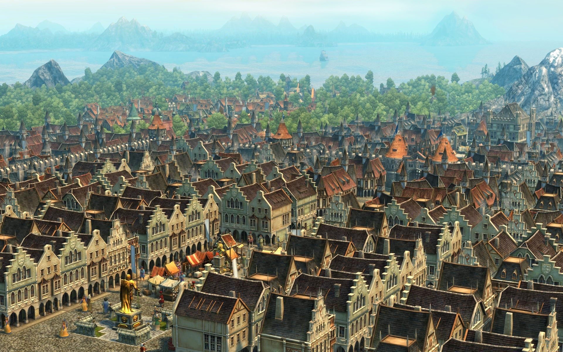 anno1404 旅游 建筑 城市 屋顶 房子 城市 旅游 房子 老 教堂 全景 户外 城市 奇观 宗教