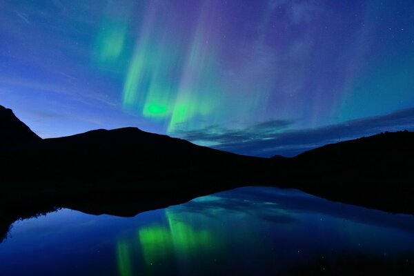 Beautiful landscape northern lights