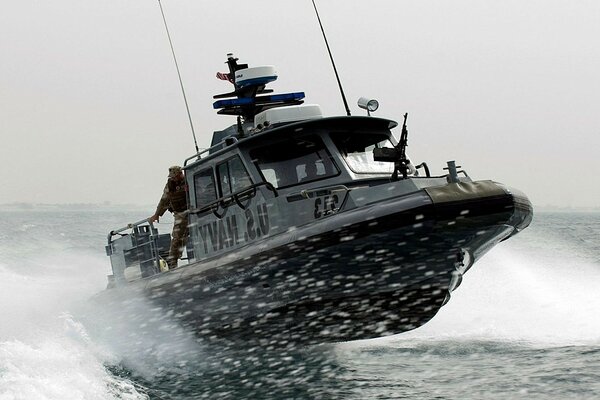 Fast boat on the sea surface