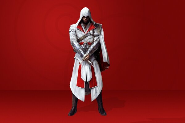 Personagem do jogo em uniforme branco e vermelho