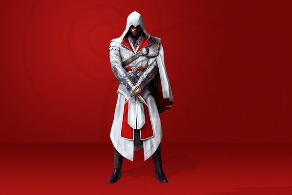 Персонаж из игры в бело-красной форме