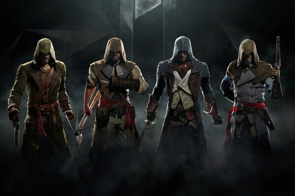 Die vier Hauptfiguren aus der Assassins Creed-Reihe