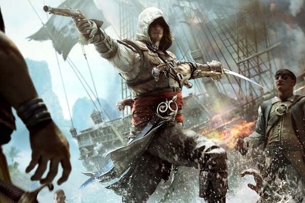 Assassin pendant la bataille avec les pirates