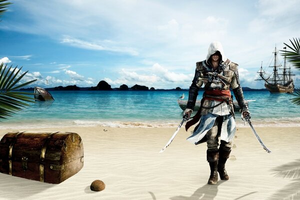 Assassin on the background of the azure sea