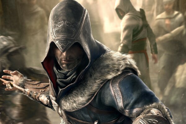 Un uomo adulto di assassin s creed tra i suoi