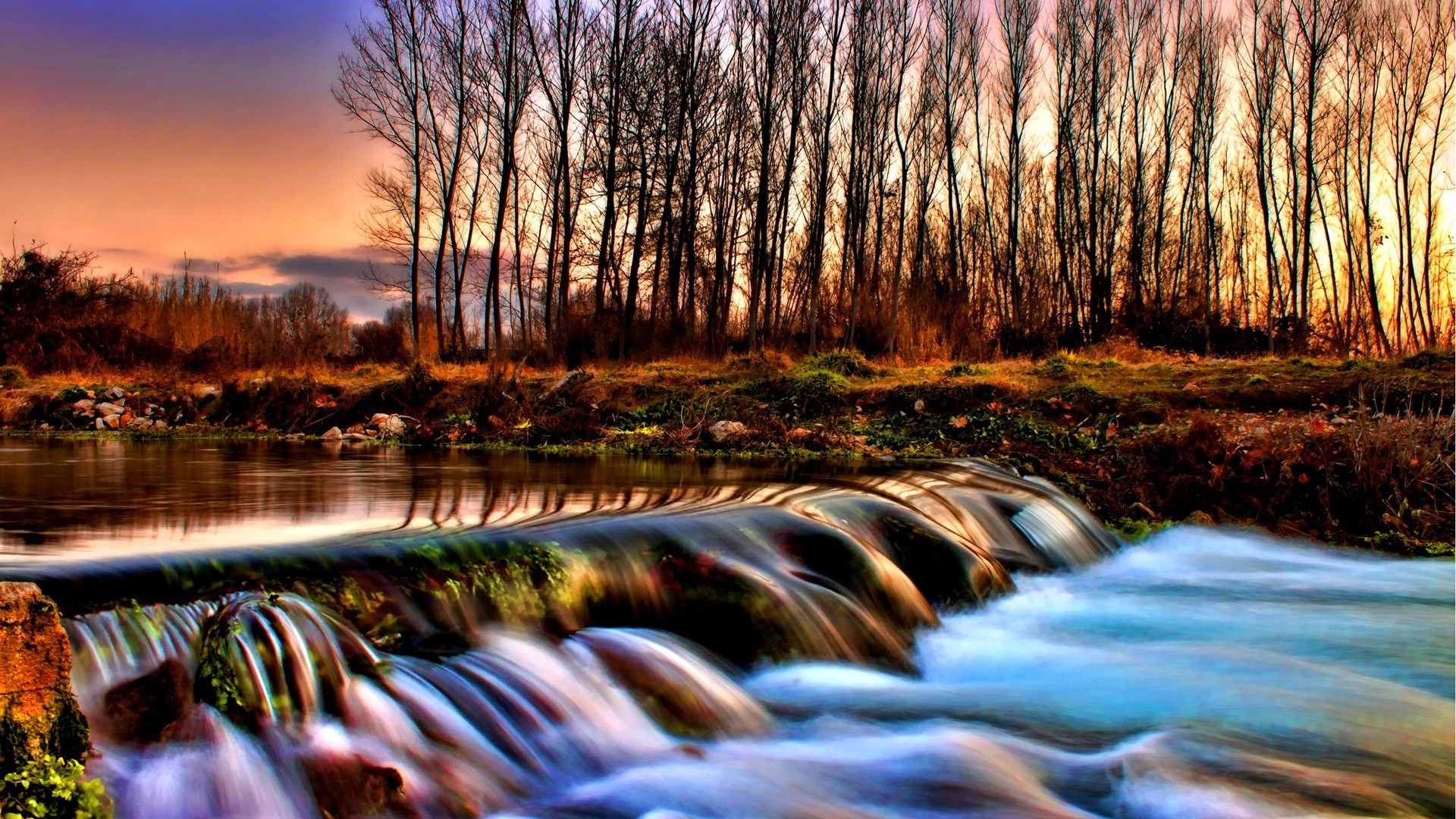 waterfalls water sunset nature dawn river landscape fall wood reflection lake tree outdoors evening travel park dusk sky winter light