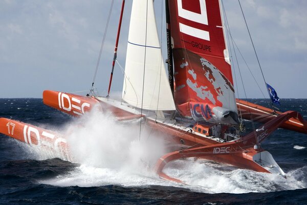 Photo of a sailboat at a sailing race