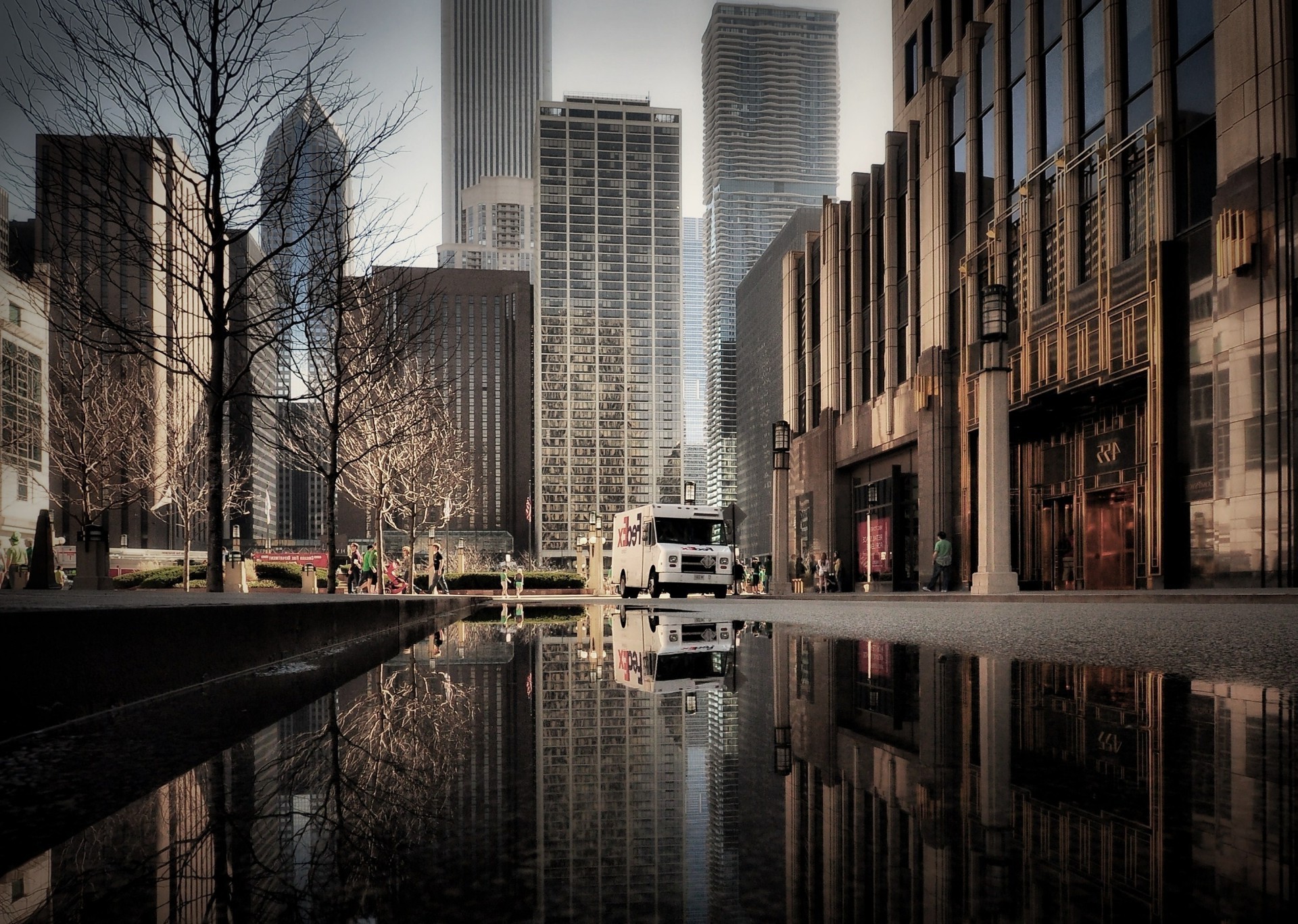 city architecture building street reflection urban light travel window