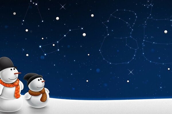 The starry sky and the constellation of snowmen