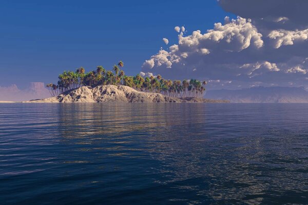 Una isla solitaria en el mar