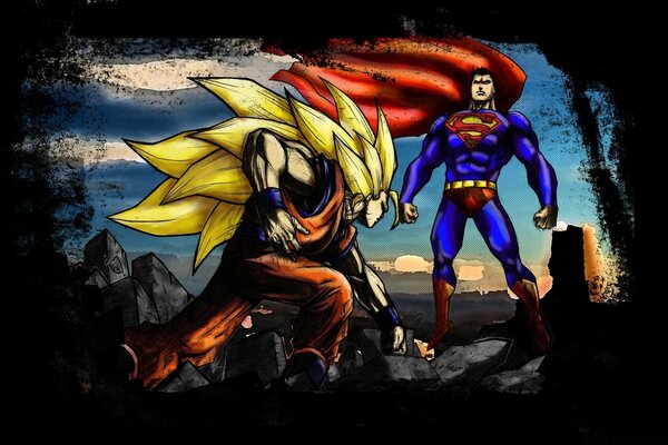 Illustration of Superman and the villain