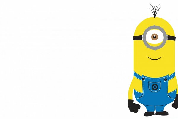 One cute minion on a white background