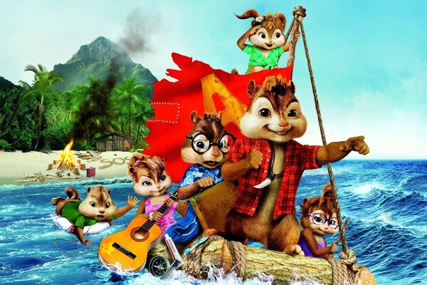 Alvin et les Chipmunks sur le radeau