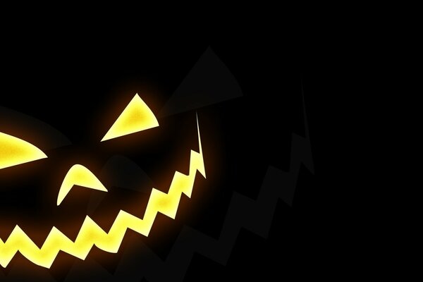 Gelbes Halloween-Kürbissymbol auf schwarzem Hintergrund