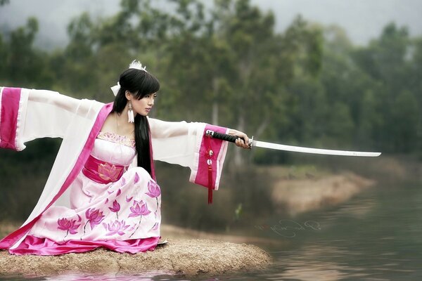 Película China con una chica en kimono